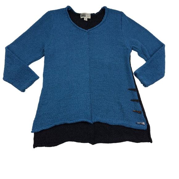 Habitat Cotton Blend Colorblock Artsy Art to Wear V-Neck Sweater Women's Size XL - Picture 1 of 6